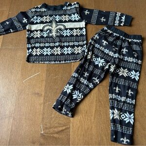 Youth Black New Orleans Saints Holiday Long Sleeve T-Shirt & Pants Pajama Set